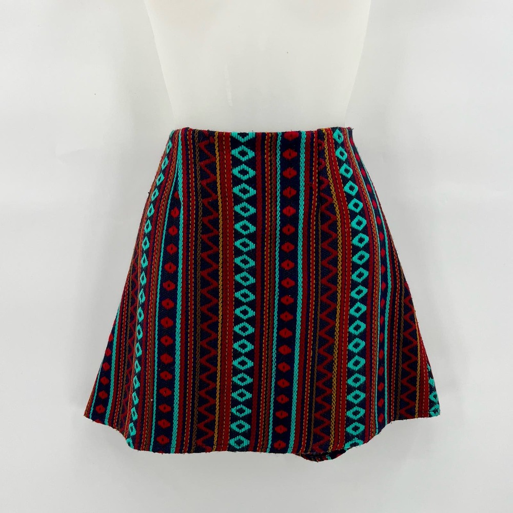 Judith March Woven Mini Skirt Womens Small Dark Tone Multicolor Lined EUC